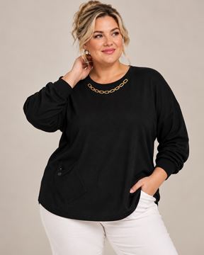 Immagine di CASHMERE ROUND NECK TOP WITH GOLD CHAIN
